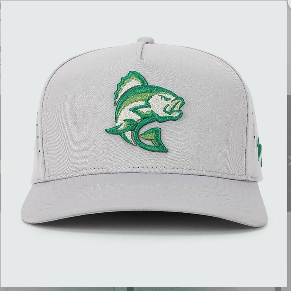 NWT Waggle Largemouth Gray Fish Embroidered Baseball Hat